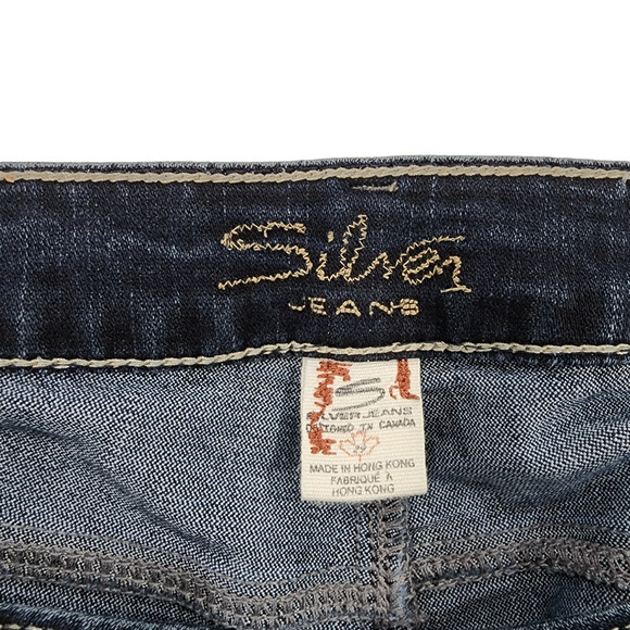 Silver Ankle Cropped Jeans‎ 29 Women Santorini Dark Blue Faded Embroidered - Picture 5 of 11